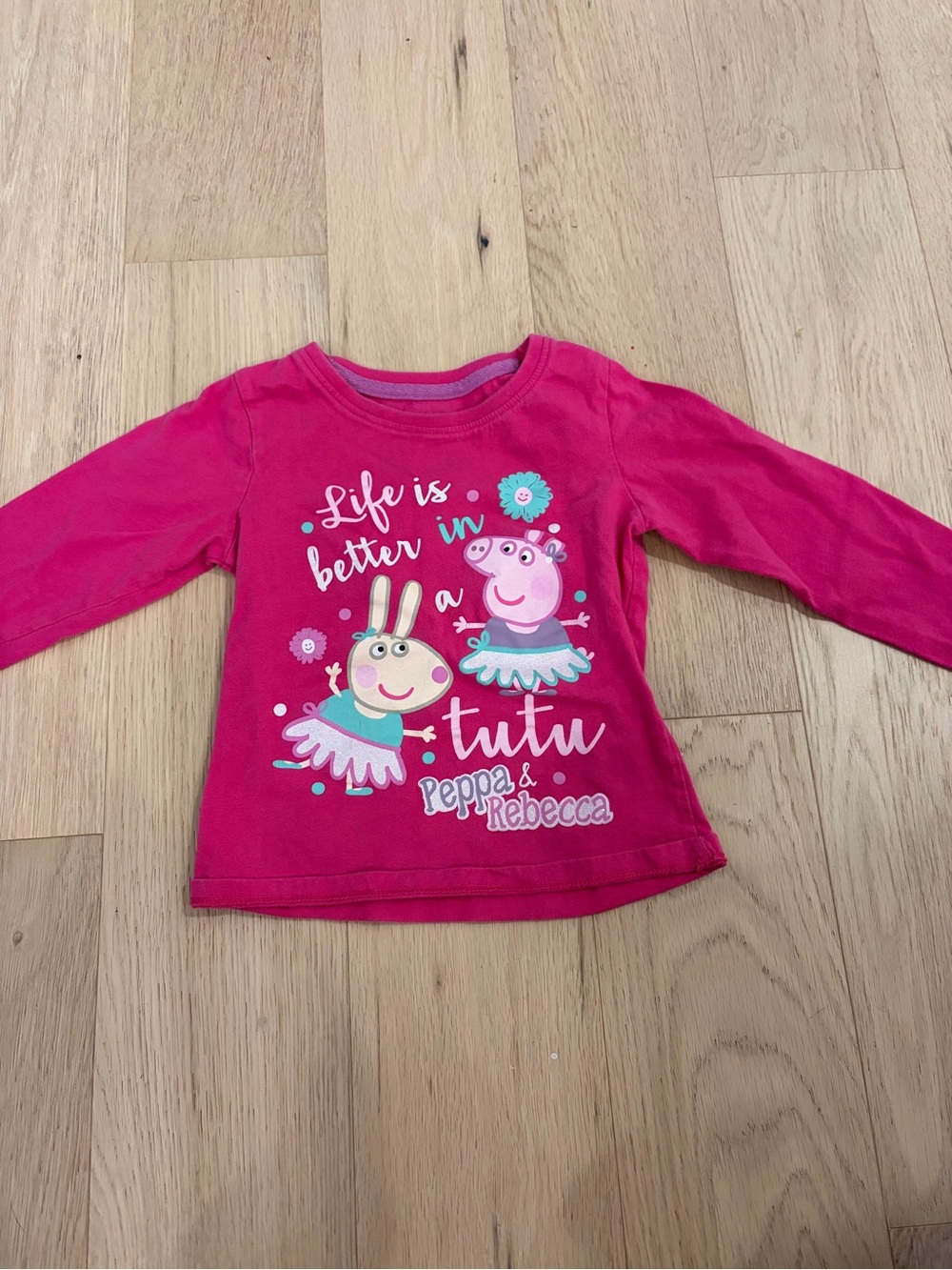 Peppa Pig Long Sleeve Tutu Top in Bright Pink